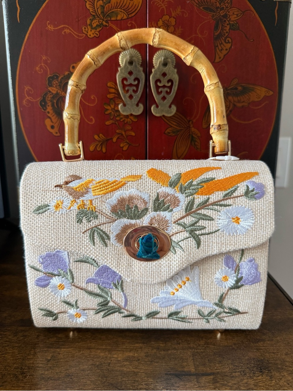 Tommy Bahama Floral Embroidered Woven Handbag NWT